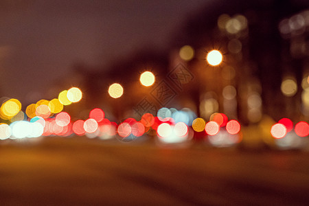 城市交通灯光模糊不清 无重点色彩多彩 运输背景图片