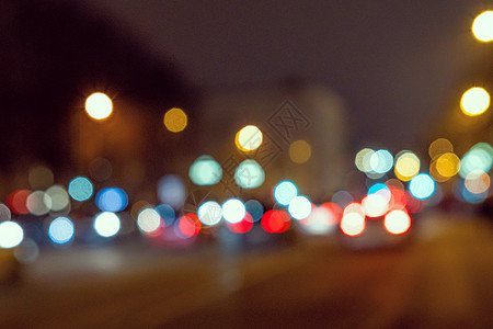 城市交通灯光模糊不清 无重点色彩多彩 圆圈背景图片