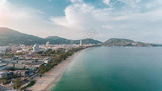 无人登上泰国南部巴东海滩的空中观光 安达曼 夏天背景图片