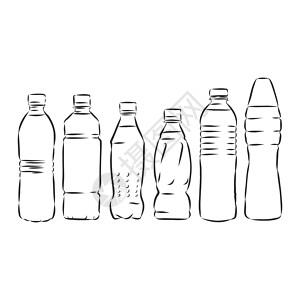 矢量单素描塑料瓶水 塑料瓶 容器 矢量素描图 涂鸦 蒸馏背景图片