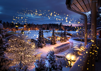 圣诞节街头雪雪寒冬风景背景图片