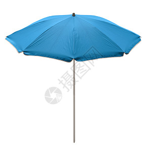 海滩雨伞-浅蓝色 海岸 剪裁 棕褐色 热的 遮阳棚 白色的背景图片