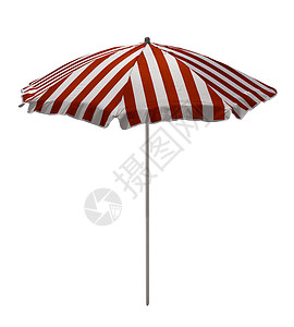 海滩雨伞 - 红白条纹 剪裁 天 热带 旅游高清图片