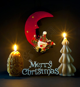 由蜡烛点燃的圣诞装饰 快乐 火 庆典 月亮背景图片