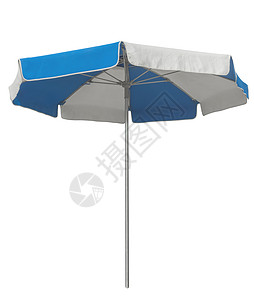 带蓝色和白条纹的海滩雨伞 海滨 安全 小路 遮阳棚背景图片