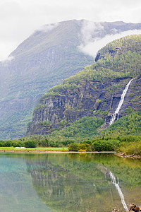 挪威浮游和瀑布展望背景图片