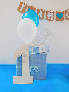 一周岁生日装饰品系列 墙 气球 快乐的 幸福 婴儿背景图片