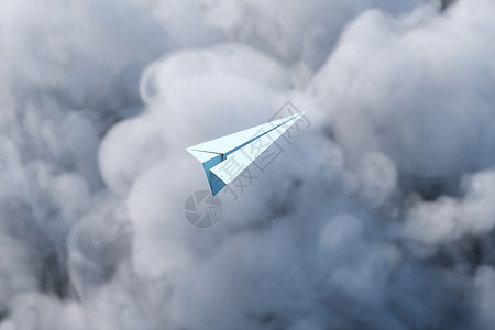 纸平面飞过云层 3D 自由 渲染 高度 旅游 自由的图片