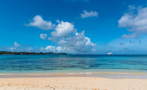 斐济境外的一艘游轮背景图片