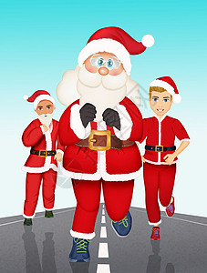 Santa条款的运行情况 戏服 插图 跑步 有趣的背景图片