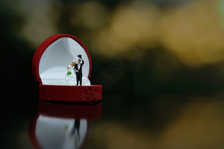 新娘和新郎走出去在婚戒盒上打招呼 图像照片 请看结婚戒指盒上面的表情 浪漫 丈夫背景图片