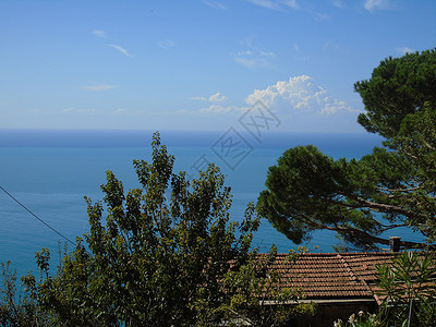 俯视海面的深楼梯 夏天 利古里亚 岩石 旅游 海岸 大地背景图片