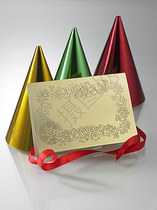 邀请卡 假期 红色的 纸 派对 闪亮的 礼物 丝带 空白的背景图片