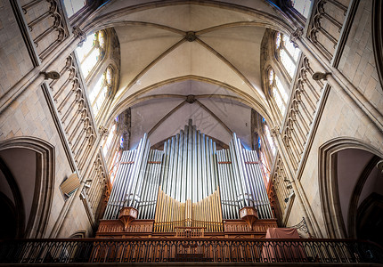天主教教堂的圣体下方的大器官高清图片