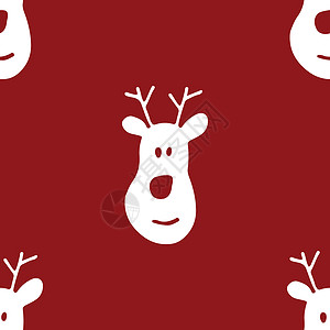一鹿挺你新年和圣诞节无缝模式 手工绘制驯鹿涂鸦没有缝合的格局 背景矢量一插图 问候语 自然背景
