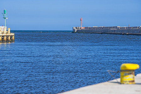 灯塔高清素材Ustka海港 进入港口 天空 卡 海洋 门背景