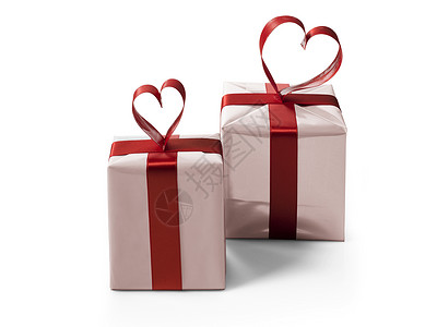 白色背景带红色丝带的礼品盒 报酬 派对 包装背景图片