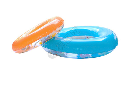一组多彩游泳环 管子 乐趣 假期 漂浮 白色的 橡皮背景图片