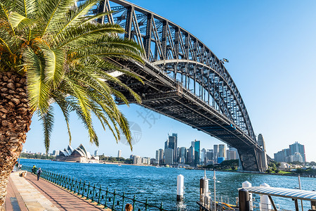 新南威尔士澳大利亚悉尼 2018年10月22日 港口桥和歌剧院 城市 海洋背景
