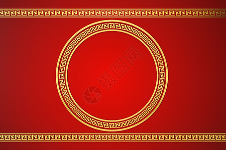中式红背景 节日装饰 3D铸造 金子 假期 渲染背景图片