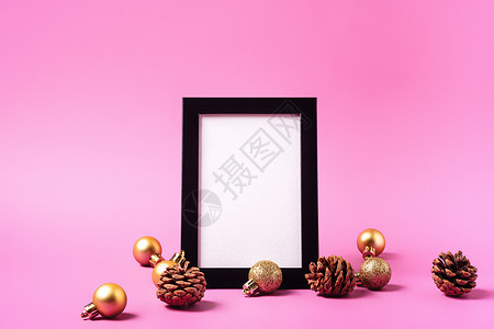 带有空图片框的圣诞节最低构成 最小 负空间背景图片
