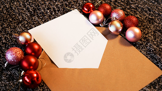 空白纸纸纸纸纸纸纸袋 Kraft纸信封 新年的概念 季节 平躺图片