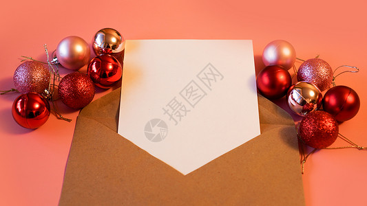 空白纸纸纸纸纸纸纸袋 Kraft纸信封 新年的概念 云杉 清单图片