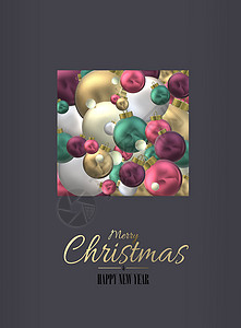 横幅装饰美丽的圣诞设计 带有Xmas 3D球背景