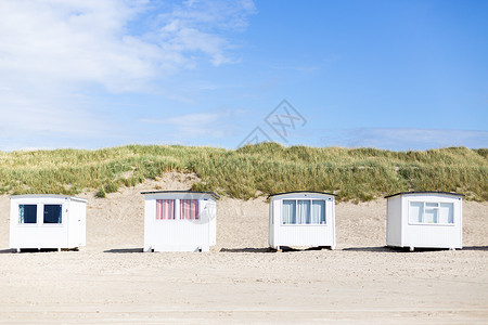 Lokken海滩白木沙滩小屋 欧洲 自然 风景图片