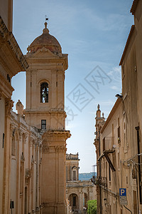 团十八大意大利西西里岛 诺托老城和意大利西西里岛诺托大教堂的景色 旅行 基督教背景