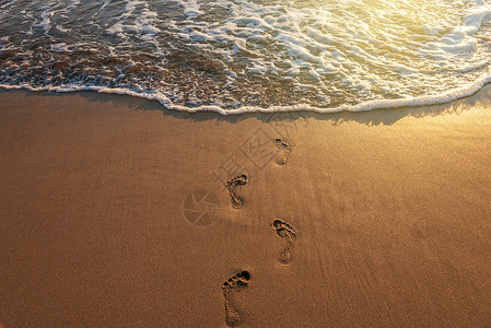 海滩上的脚足足迹 日出 夏天 户外的 打印 海滨 脚印图片