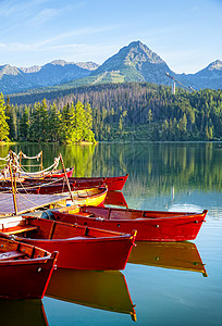 高塔特拉山区红色Tatra高塔特拉山区湖 美丽的 环境 仙境 户外背景