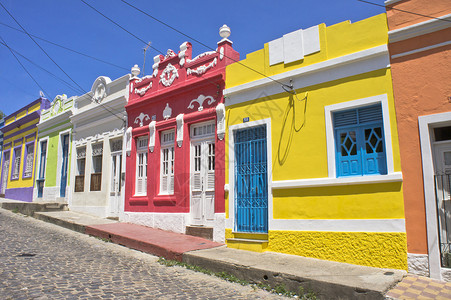 伯南布哥州Olinda 旧城街景 巴西 南美洲 古老建筑背景