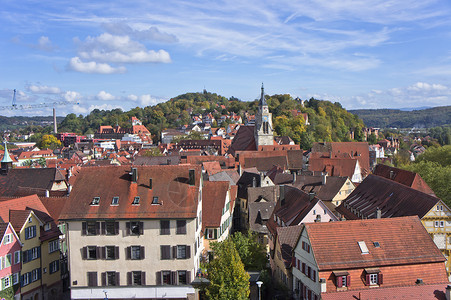 Tübingen 德国山上的旧城风景 文化高清图片