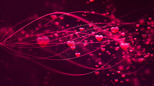 情人节抽象的心和粒子 3D渲染 辉光 女士背景图片
