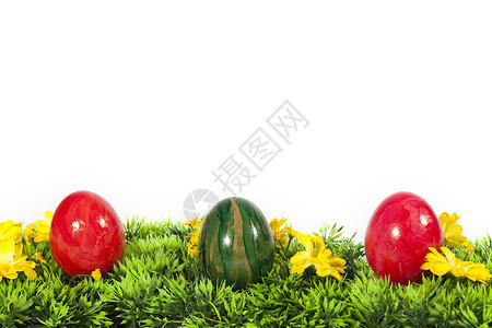 复活节-青草上的复活节鸡蛋 假期 宏观 绿色的背景图片