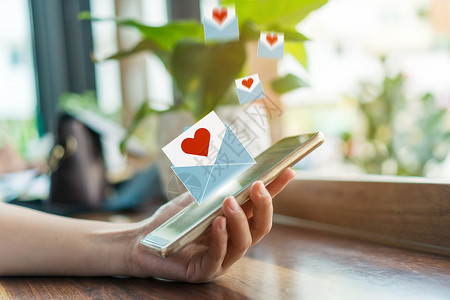 在智能手机社交网络在线社群上手打情书电子邮件 社会媒体的爱信寄出图标Valentine Valentine 庆典 婚姻背景