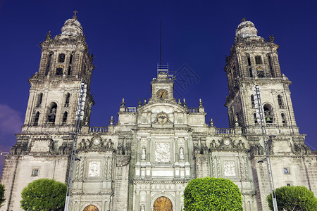 墨西哥城大教堂墨西哥城大都市大都会教堂 大教堂 教会 户外 黄昏背景