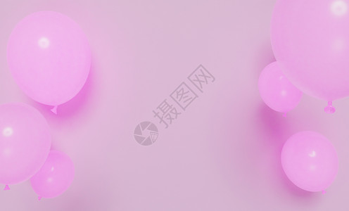 紫色婚礼横幅带气球的粉红色背景背景