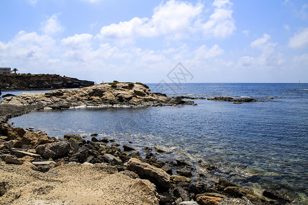 潘穆尔岛卡波德帕洛斯海岸 在阳光明媚的夏日 蓝色的 泻湖背景