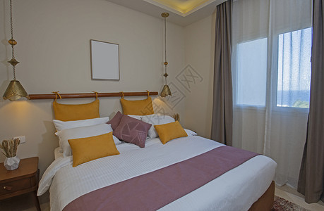室内双卧房设计内部设计 双人床 建筑学 渡假村背景图片