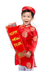越南男孩子恭喜他的新年 新年快乐 新年月亮快乐 春节图片
