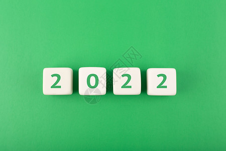2022 数字绿色背景与复制 spac 假期背景图片