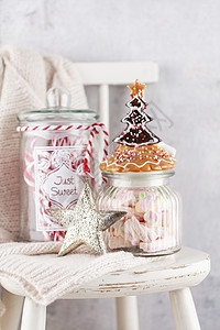 圣诞装饰 木林会长 圣诞老人 卡布奇诺咖啡 棉花糖 杯子 糖果背景图片
