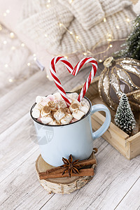 棉花糖装饰圣诞糖果甘蔗心脏形状 bokeh背景 刨冰背景