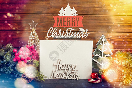 圣诞节背景 喜庆装饰和文字 圣诞快乐与新年概念的欢乐 树 玻璃背景图片