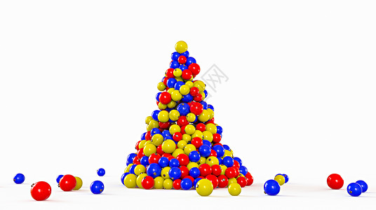 由五颜六色的球制成的圣诞树 问候语 冷杉 3d渲染 快乐的背景图片