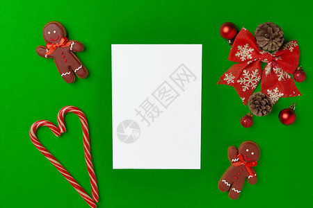 带节庆装饰品的空白圣诞贺卡 高架 空白的 传统的背景图片