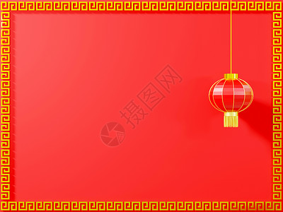 中国新年快乐 金灯笼的中国灯笼框架图案 开花图片