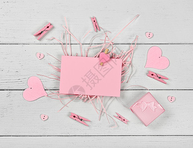 白木上的粉红情人节纸纸纸纸纸纸纸条图片
